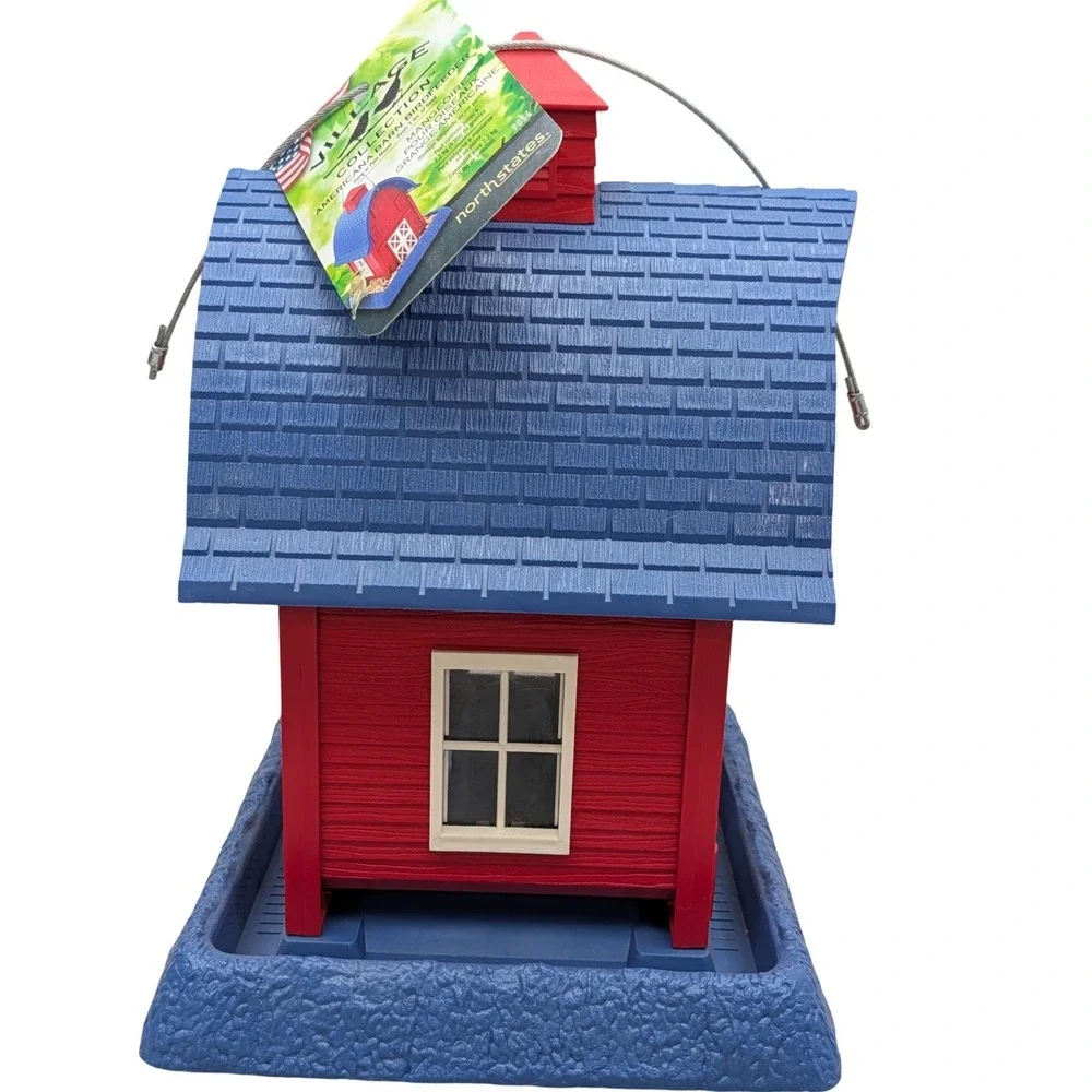 North States Americana Barn Birdfeeder Village Collection Red Blue 9054 New